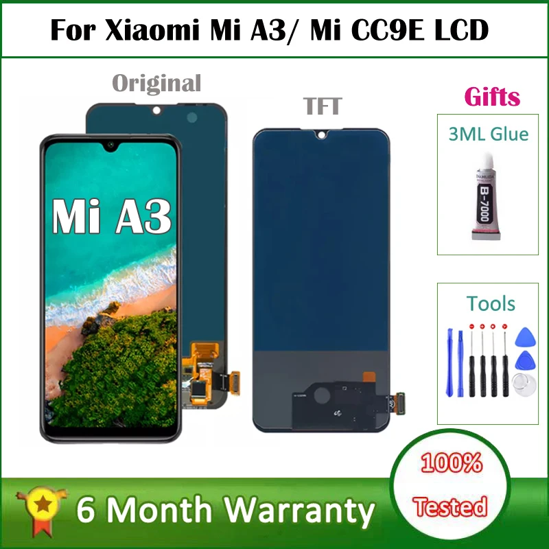 

Original Display Screen For Xiaomi A3 Mi A3 MiA3 LCD Display Touch Screen Digitizer Assembly For Xiaomi CC9E CC9e LCD With Frame