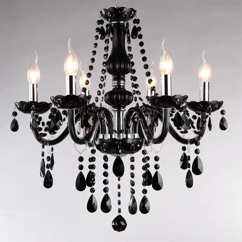 

European Style Crystal Chandeliers Luxury Restaurant Lighting Bedroom Villa Lamp Black Candle Crystals Chandelier Hanging Lamps