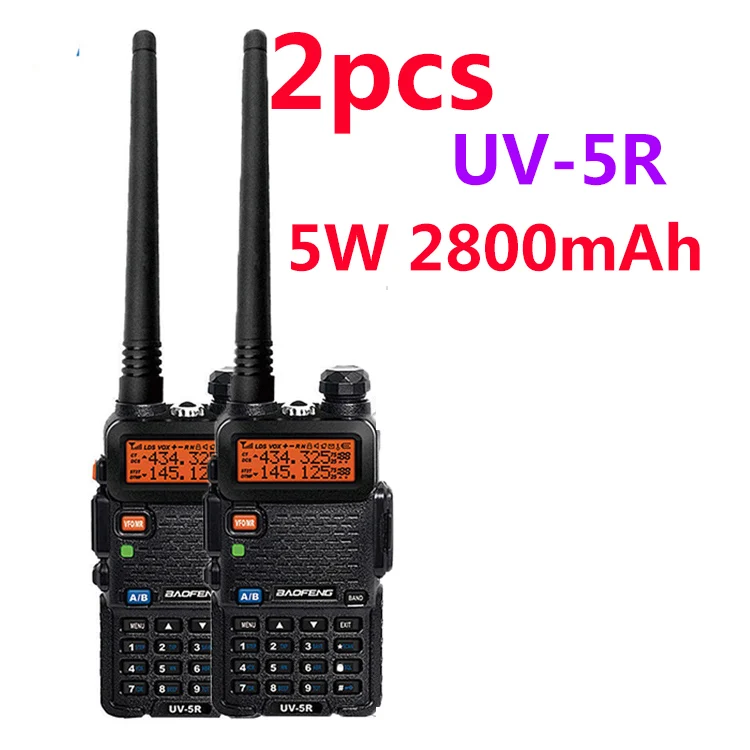 2pcs 2024 BAOFENG uv-5r v5r hf transceiver for walk talk vox sos led flashlight fm radio communication 10km hunting 2 way radio