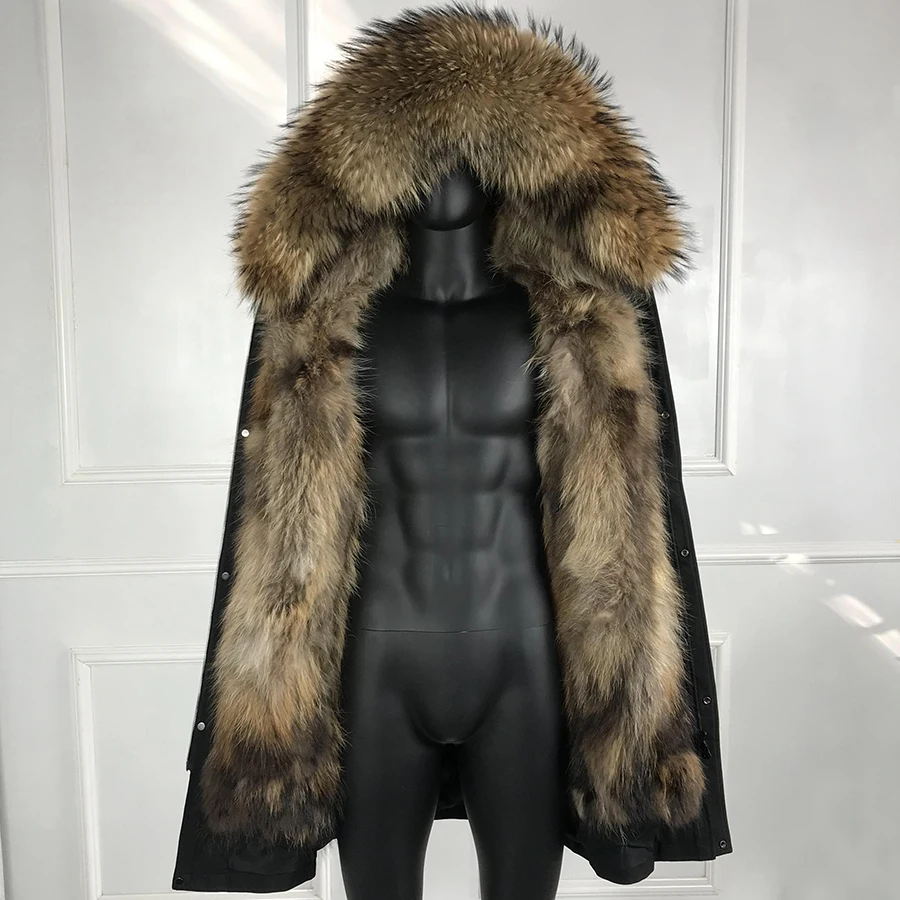 Fur Coat Men Parka Coat With Real Raccoon Fur Jacket High Quality Winter Hooded Parkas