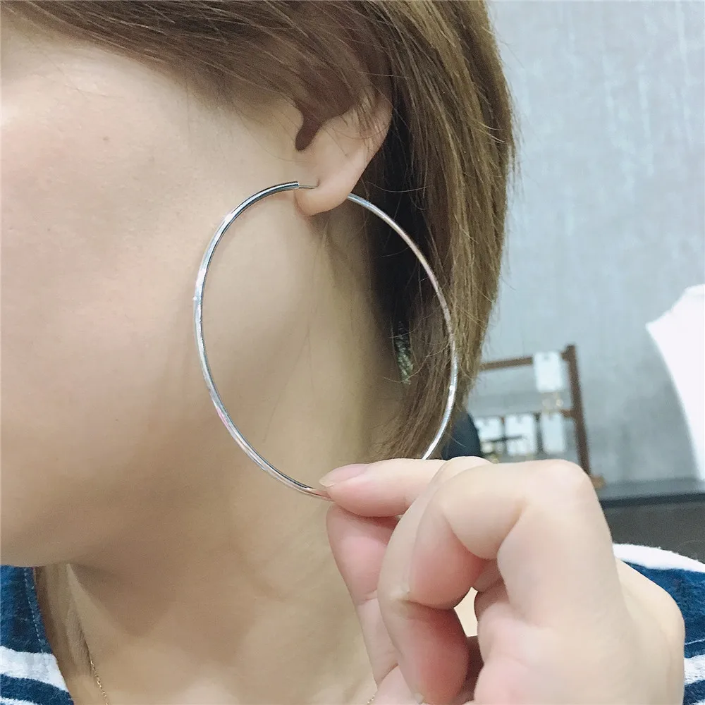 Trendy Gold Color Silver Color Large Endless Hoop Earrings For Women Girl Elegant Gorgeous Casual Simple Basic Decoration