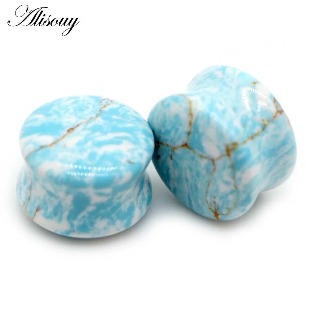 2pcs Stone Ear Plugs Gauges for Body Piercing