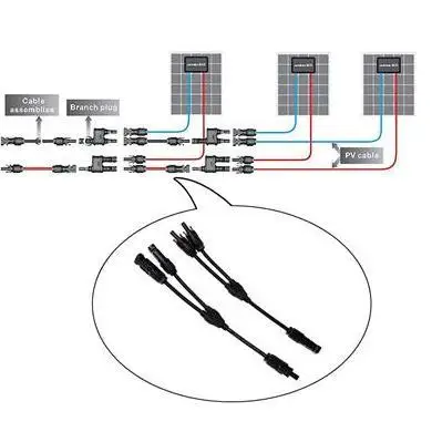 2Y  Branch parallel connection 30A 1000V Electrical Solar Connector Photovoltaic 2pcs solar Panel Cable Wire Connect