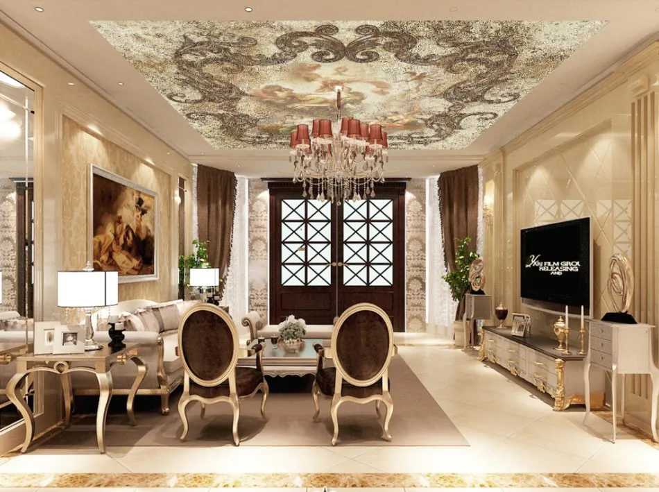 

Photo Wallpaper Living Room Bedroom KTV Ceiling Murals Wallpaper Angel love European ceiling mural