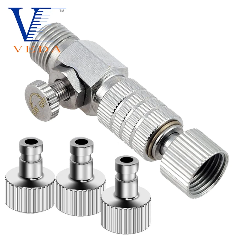 Airbrush Quick Release Air Flow Control Coupler with 3PCS 1/8 Male Quick Coupler Plug Fitting Hose Connections Adjustment Valve