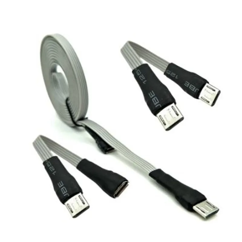 Micro USB 5pin Flat Cable Micro USB 2.0 Male Connector to Micro USB 2.0 Male & Female Extension Cable 0.1m/0.2m/0.3m/0.5m/1m/2m