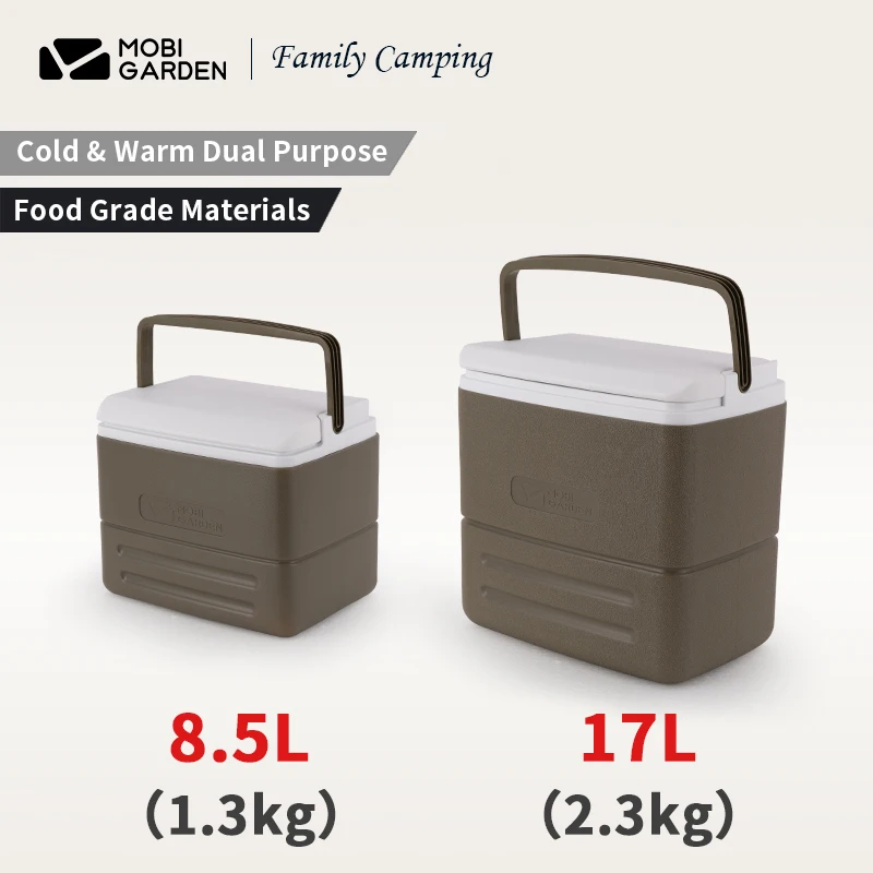 MOBI GARDEN Outdoor Camping Insulation Ice Box 17/8.5L Large Capacity Portable Family Picnic Food Cooler Travel Car Refrigerator