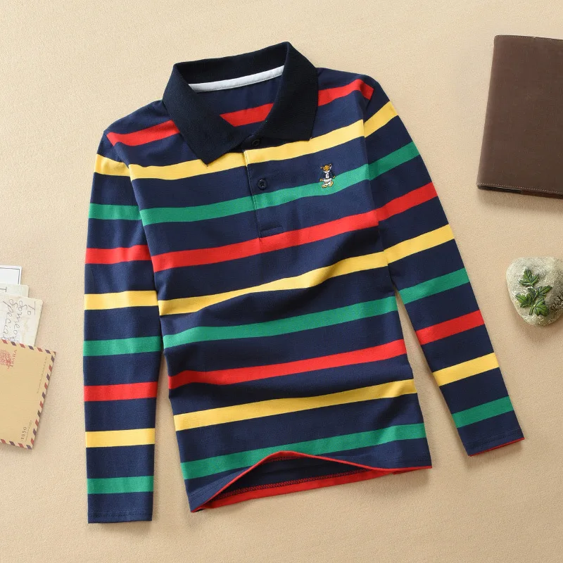 Spring and autumn boys long-sleeved T-shirt Korean T-shirt lapel polo shirt 100-170cm