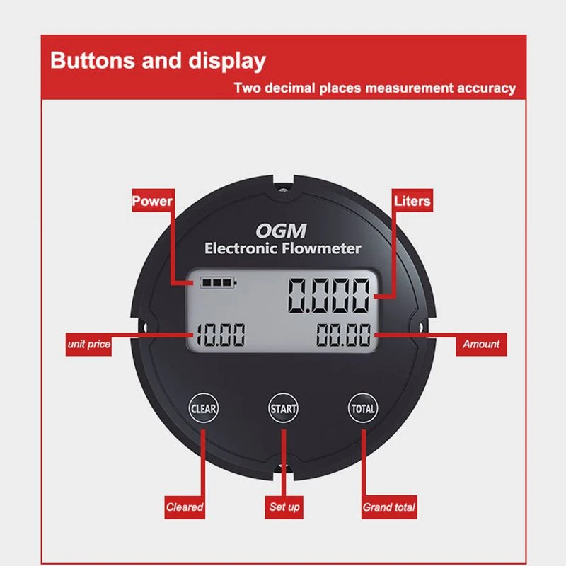 1.5 2 1 inch Flow Meter High Precision OGM Electronic Gear Flowmeter Methanol Diesel Digital Fuel Gauge Oil Turbine Flow Meter