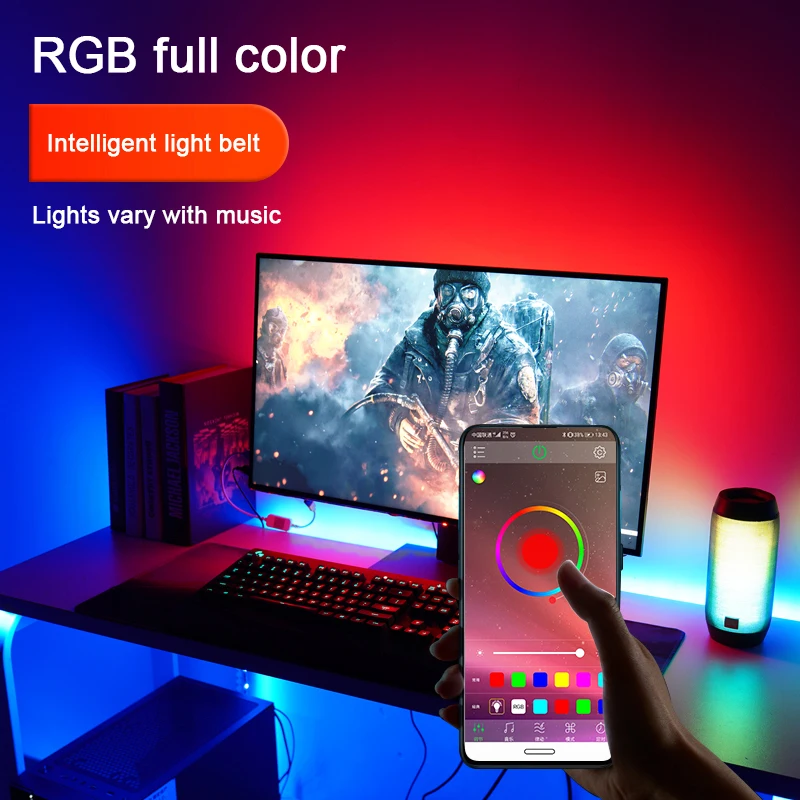 RGB Decorative Atmosphere Light TV Computer Desktop Monitor Gaming Chassis LED Light Bar USB Bluetooth 5V APP Control Dimming