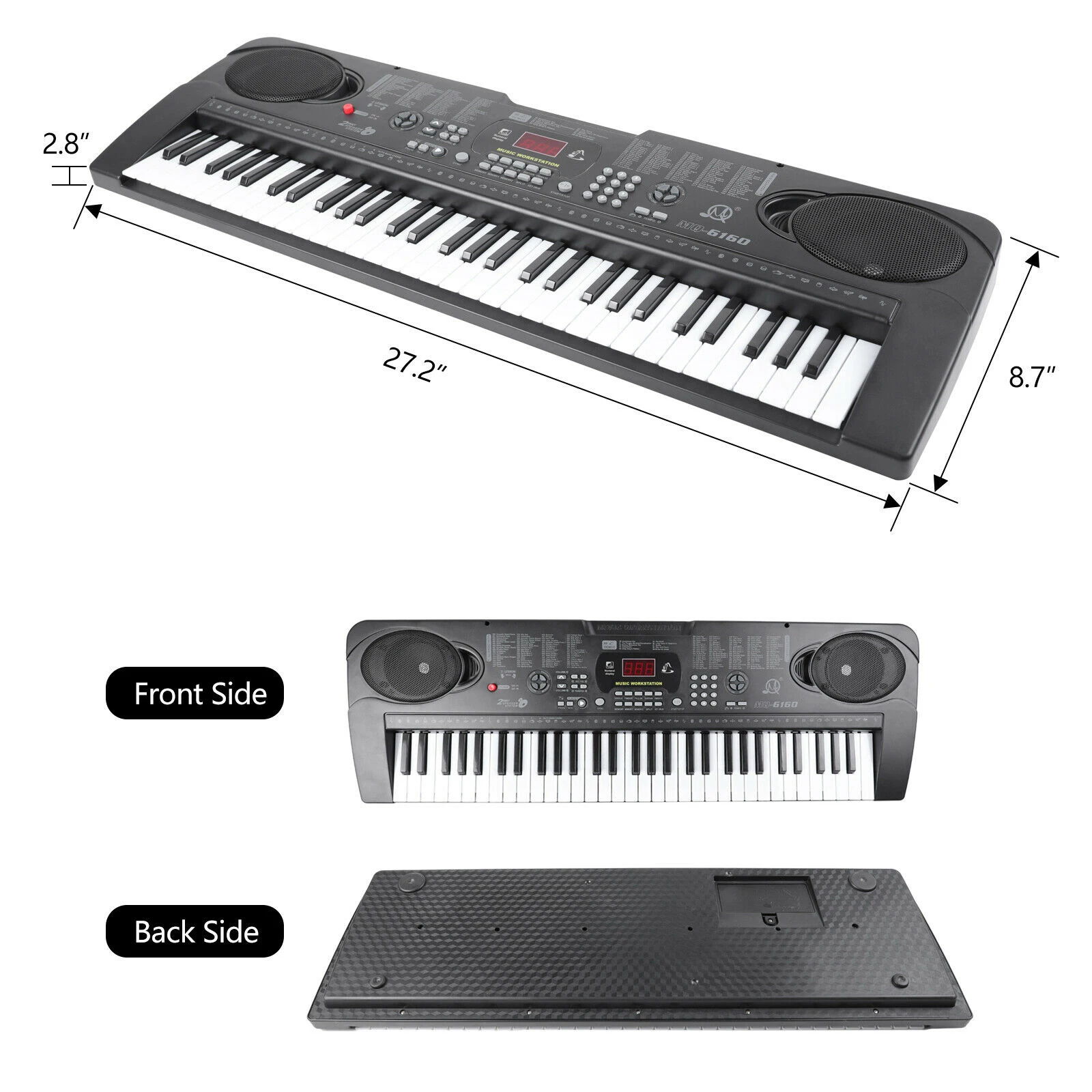 ABS 61 Key Piano Keyboard Compact Organ Music Keyboard  with Micorphone Birthday Gifts for Kids& Adults Beginners