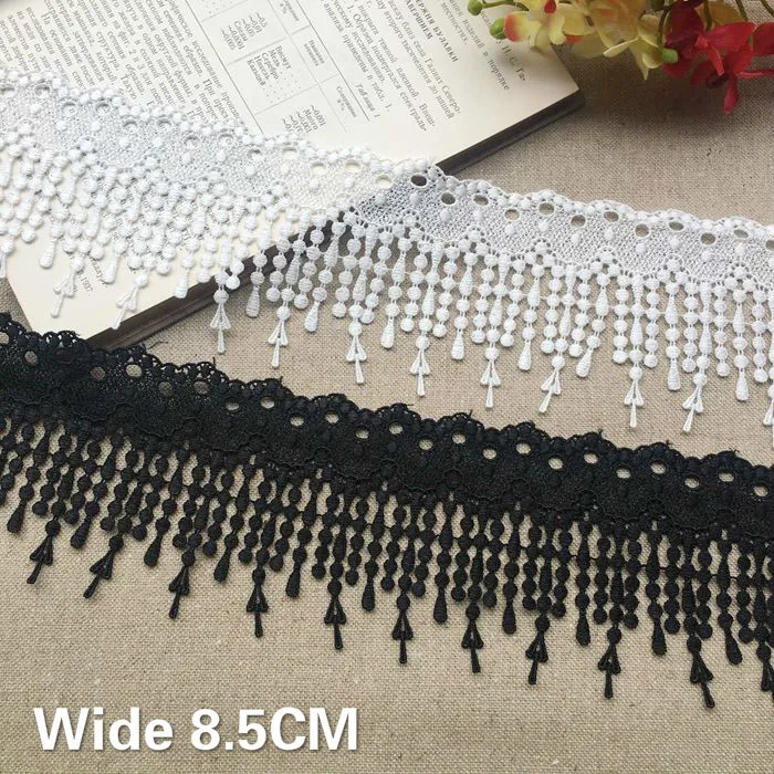 8.5CM Wide Delicate Tassel Guipure Lace Fabric Applique Trim Ribbon Decorated For DIY Crafts Home Curtains Sewing Accessories