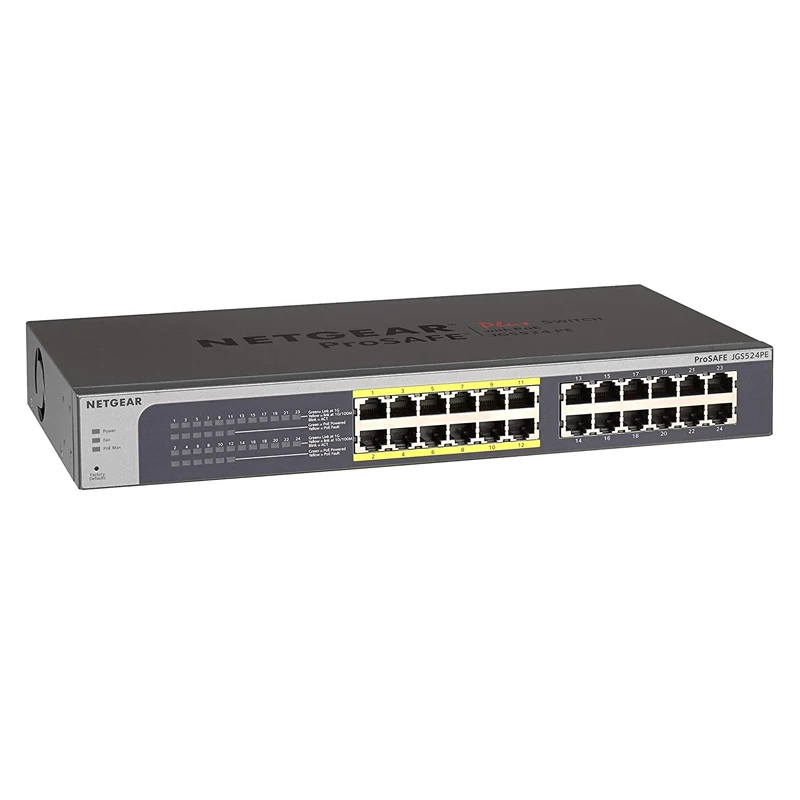 

NETGEAR JGS524PE 24-Port Gigabit Ethernet Smart Managed Plus PoE Switch With 12 x PoE 100W Desktop Rackmount ProSAFE