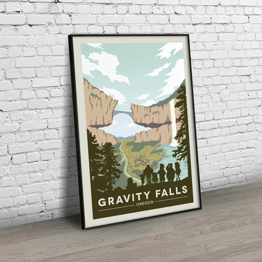 Gravity Falls National Park Print Vintage Art Painting Travels Cities Retro Posters Travel Landscape Posters Wall Art Picture