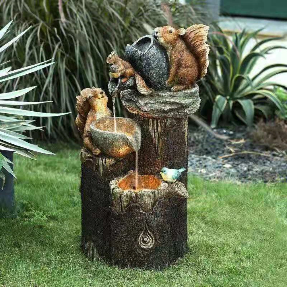 

Squirrel Resin Patio Fountain Garden Design Gardening Supplies Outdoor Decorations