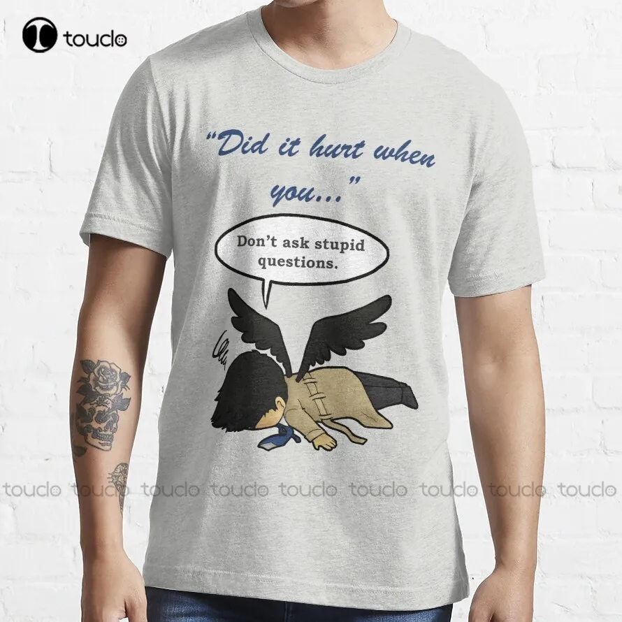 Did It Hurt When You Fell From Heaven? Castiel, Supernatural, Dean, Sam, Winchester T-Shirt Cat Shirt Xs-5Xl