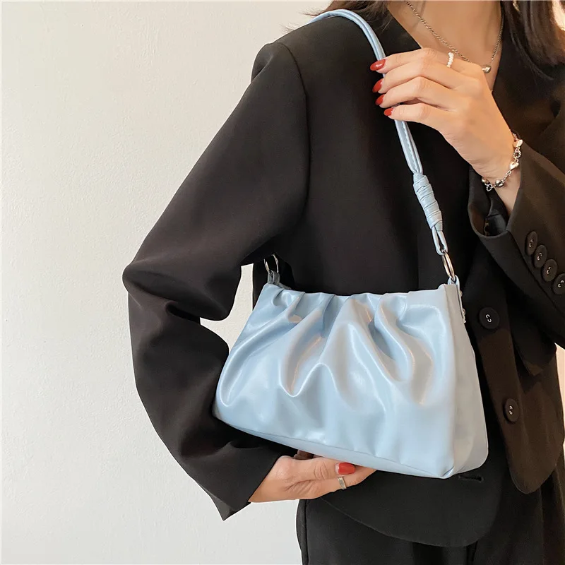 

Pleated Cloud Bag Handlebags for Women PU Bags Leisure Armpit Bag Shopping Shoulder Bags Dumpling Handbag Female