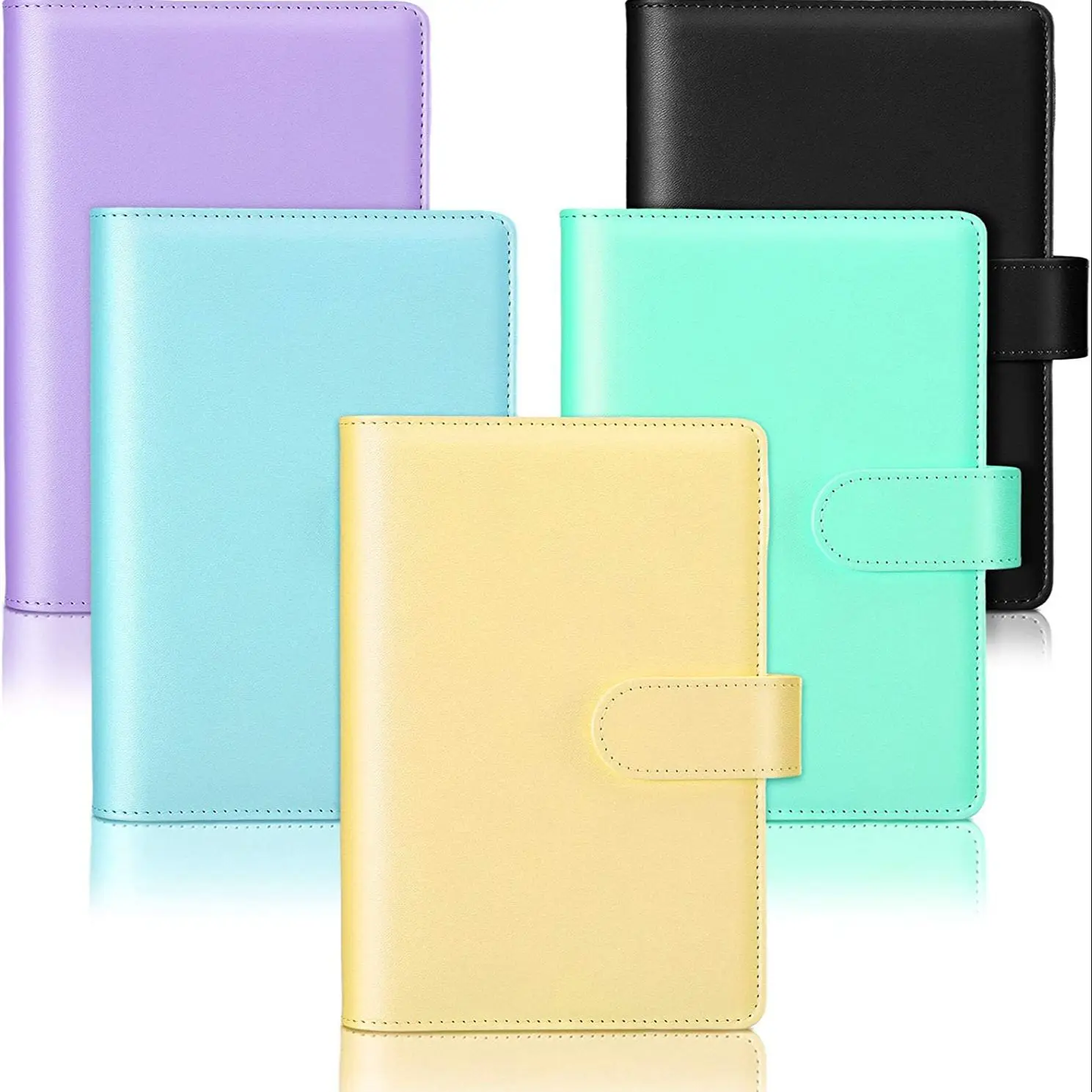 A6 PU Leather Notebook Binder Refillable 6 Ring Binder Laser stars for A6 Filler Paper Loose Leaf Personal Planner Binder Cover