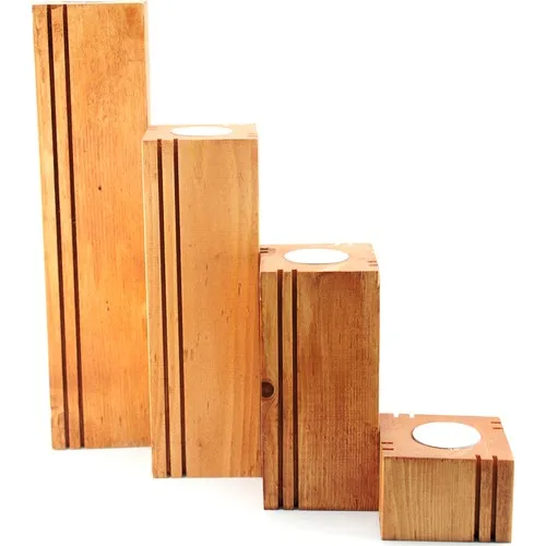 Turcowood Legend 4'lü Set Natural Wooden Candle Holder