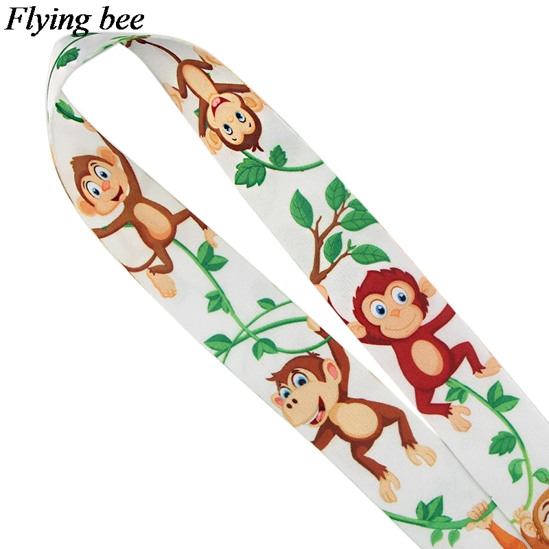 Flyingbee Animal mono cordón teléfono llaveros con cuerda teléfono cordón para llaves Tarjeta de Identificación cordones de dibujos animados para hombres mujeres X0806