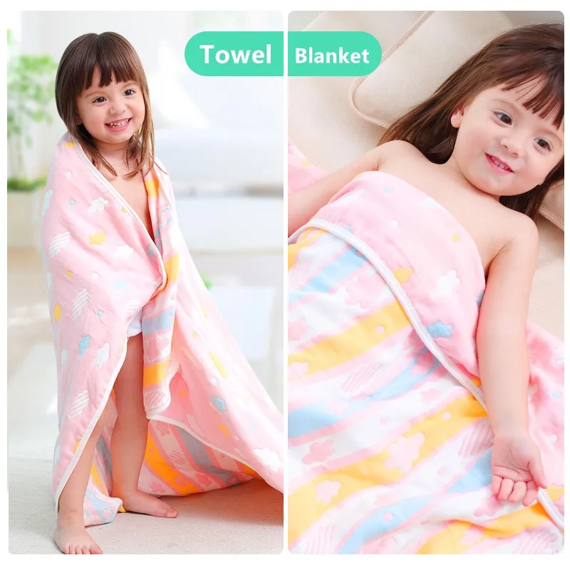 2024 New Baby Swaddle 100% Muslin Cotton 6 Layers Baby Bath Towel Newborn Blankets Bebe Receiving Blankets Infant Wrap 110*110cm