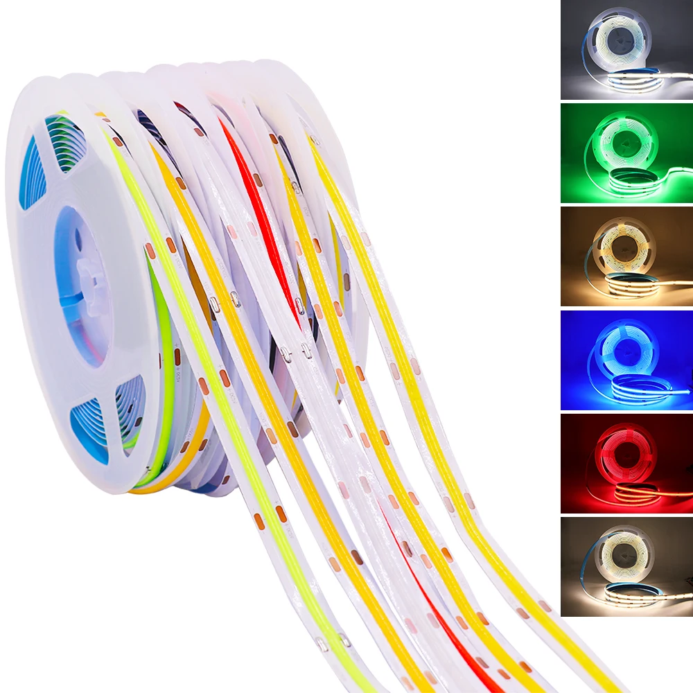 COB LED Strip Light USB High Density FOB Linear Ribbon Tape 320LEDs Soft Cuttable RA90 Flexible Lights Rope 3000-6500K Lighting