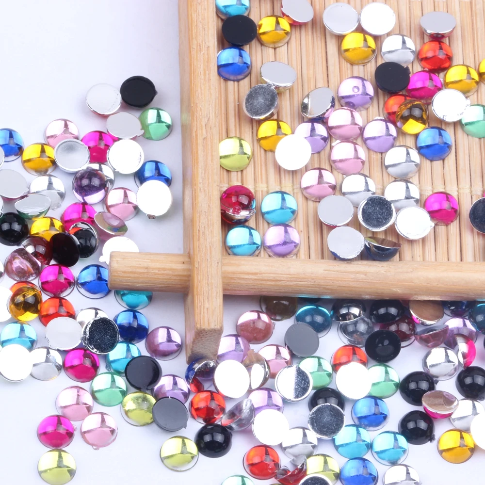 

5mm 10000pcs Half Round Beads Facets Many Colors Flatback Glue On Acrylic Rhinestones DIY Craft Backpack Garment Accessories