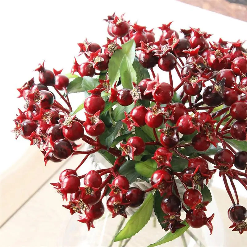 Artificial Plants berry simulation pomegranate fruit DIY Home decoration Plastic 2 fork Artificial flower for garden 1pcs FZ193