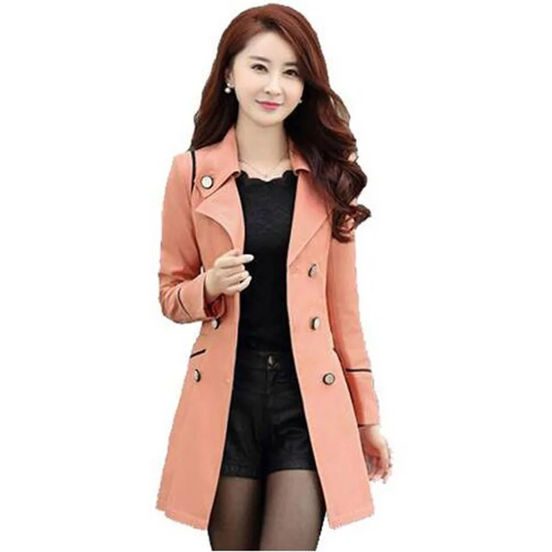 

Women's Candy Color Trench Coat, Turn-Down Collar, Double Breasted, Long Coats, Plus Size, Spring, Autumn Fashion H319