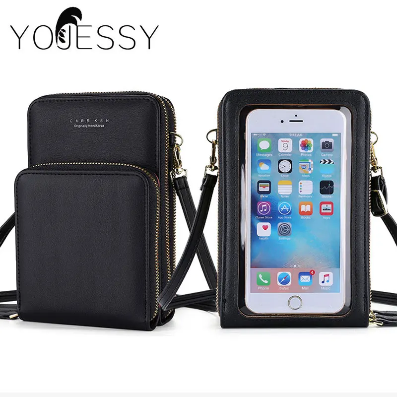 

YOJESSY Mini Shoulder Bags Women Multi-functional Touchable Cell Phone Pocket Card Purse Ladies Small Bag Messenger Bag