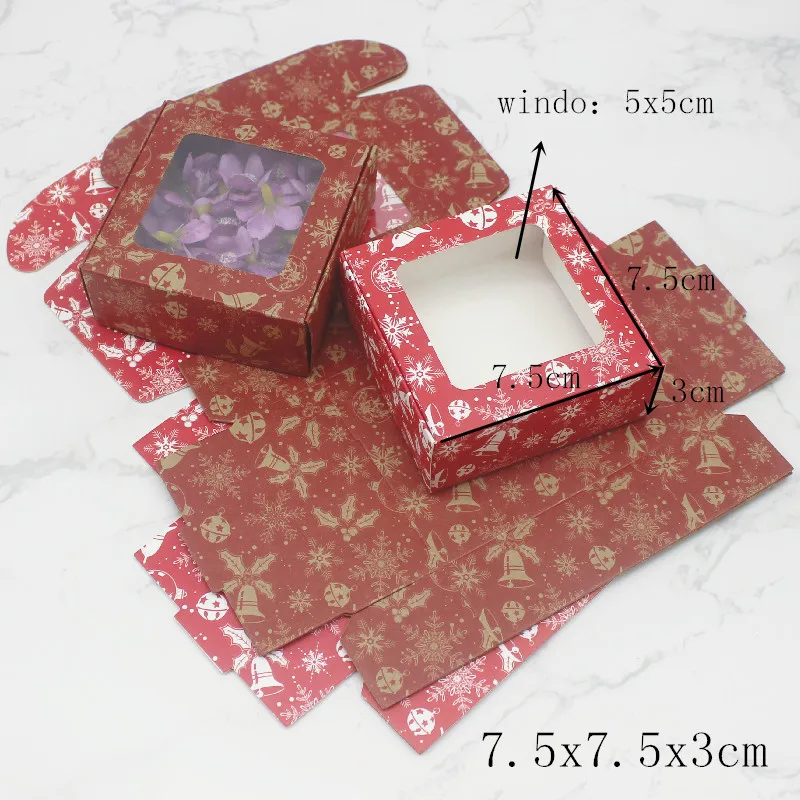 10pcs Multi Size Gifts Box with Window Marbling Style kraft Paper Window Wrapping Package for Jewelry Party Supplies