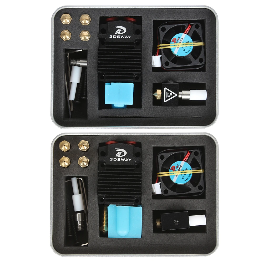 3DSWAY 3D Printer Part XCR 2IN1-V2 Color Switching Hotend Two Color NV6 Heated 0.4/1.75 Volcano Nozzle 0.8 Silicone Sock and Fan