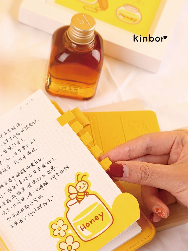 Kinbor-Carnet de notes à main créatif, ensemble de tente, boîte-cadeau, miel, mignon, journal intime en forme de cœur, compte d'enregistrement, cadeau étudiant féminin