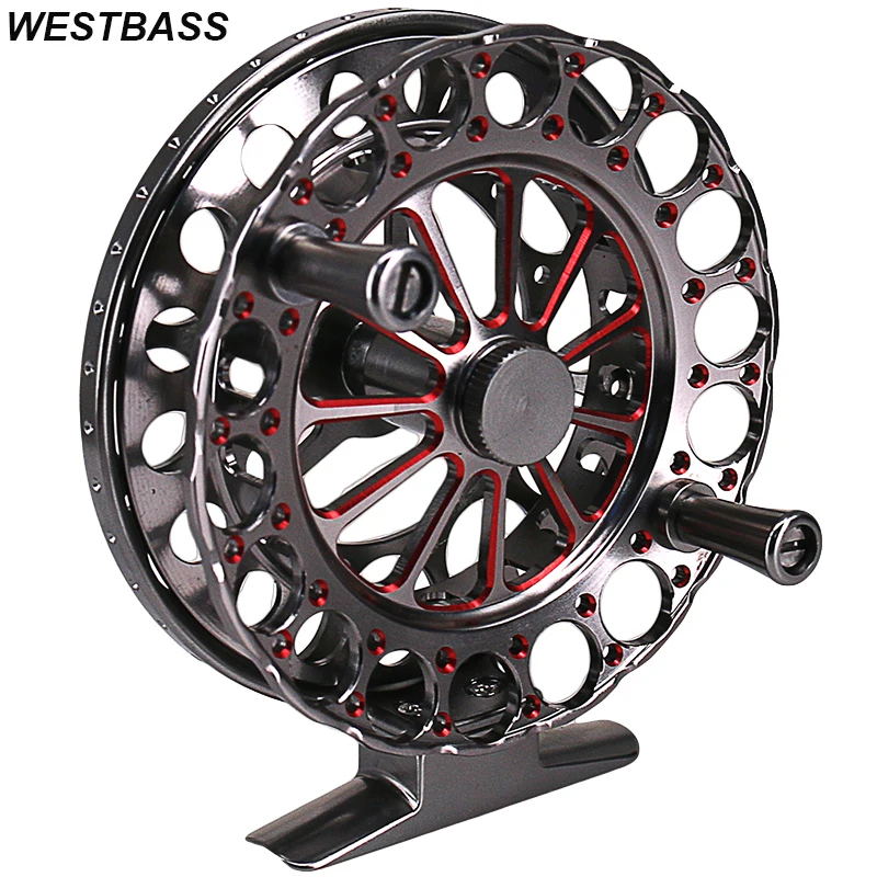WESTBASS Kołowrotek muchowy 2BB Duży kołowrotek muchowy ze stopu aluminium 8kg Maksymalny opór Lewy i prawy uchwyt Koło wędkarskie Maszyna CNC