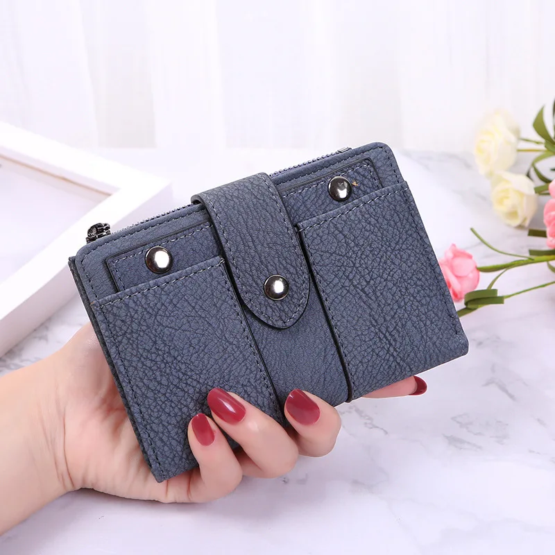 High Quality Vintage Wallet Women PU Leather Short Wallet Ladies Card Holder Coin Purse Casual Hasp Zipper Money Clutch Cartera