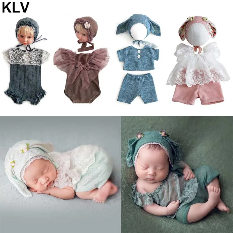 Fashion Infant Photo Clothes Sweet Newborn Baby Girls Photography Accessories Hat Pants Outfits 0-1 Month