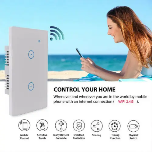 조명용 WiFi 스마트 스위치, Alexa 및 Google 홈과 호환, 허브 필요 없음, 스마트 라이프 앱은 어디서나 제어 가능