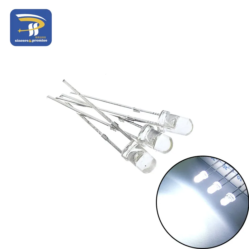 Kit surtido de luces LED de diodo, 5 colores * 20 piezas = 100 Uds./1Color = 100 Uds. F3 3mm, verde, azul, blanco, amarillo, rojo, componentes DIY