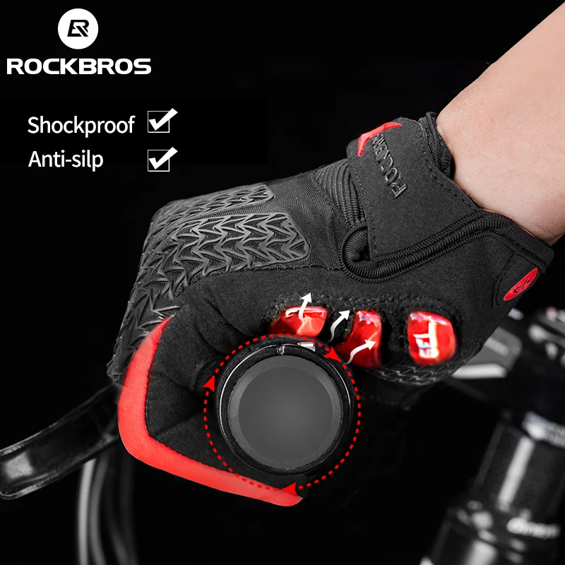 ROCKBROS GEL Silicone Cycling Gloves Fleece Full Finger Touch Screen MTB Road Bike Gloves Motorcycle Winter Bike Accessories