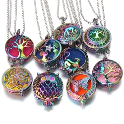 New Tree of Life Aromatherapy Diffuser Necklace Open Vintage Lockets Pendants Box Perfume Aroma Essential Oil Diffuser Necklace