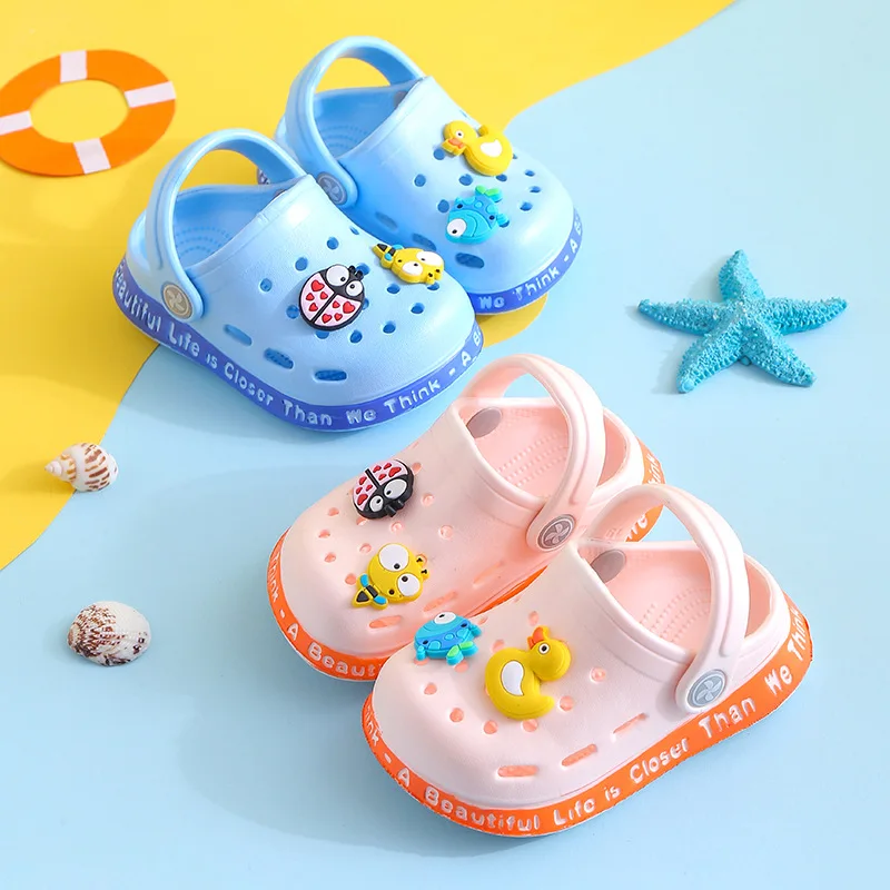 kids Mules Clogs summer baby boys girls Cartoon sandals flat heels solid cartoon slippers children's garden shoes