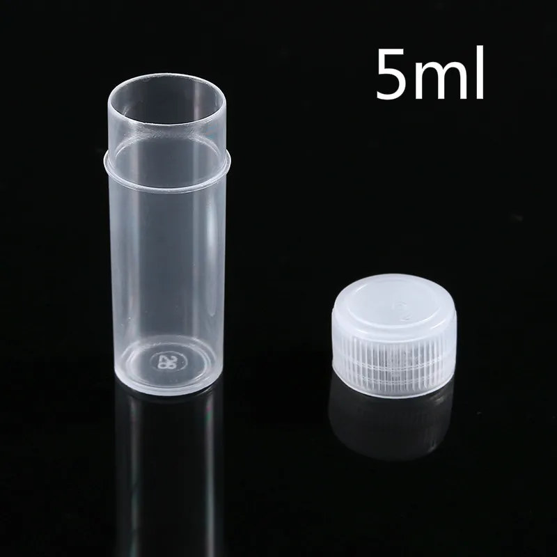 50-200 PCS  5ML Mini Flat-Bottomed Plastic Clear Test Tubes With Screw Caps Cosmetic Travel Lotion Storage Containers