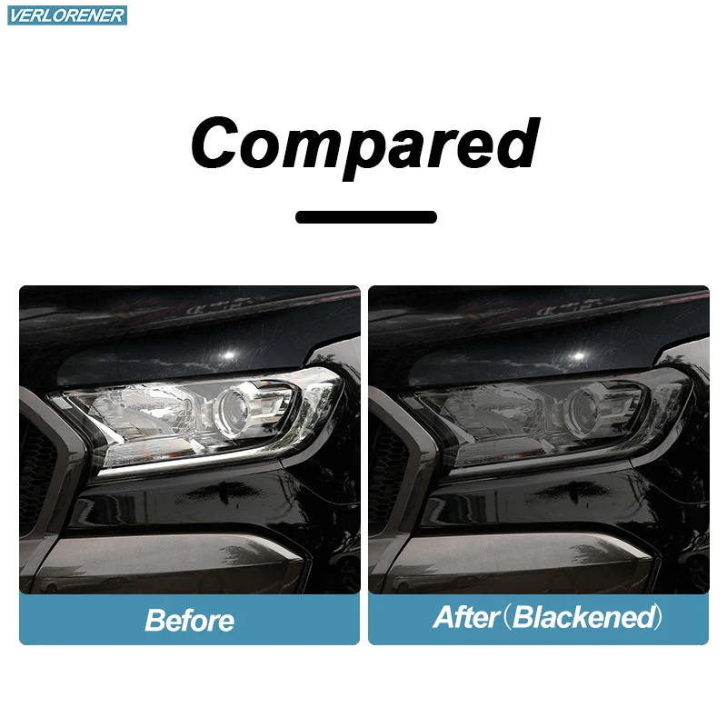 2 Pcs Car Headlight Protective Film Smoked Black Tint Wrap Vinyl Transparent TPU Sticker For Ford Ranger T6 Wildtrak 2015-On