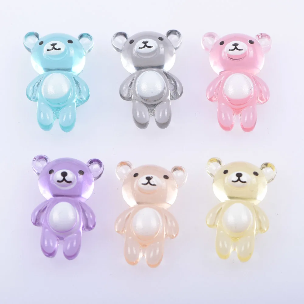 Resin Transparent Little Bear DIY Shoe Charms Lovely Colorful Gemstone Shoes Decoration Bling Rhinestone Metal Kid's Favor Gift