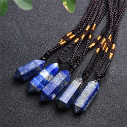 Natural Lapis Lazuli Double Terminated Point Pendant Crystal Stone Chakra Reiki Energy Healing Gemstone Necklace Gifts