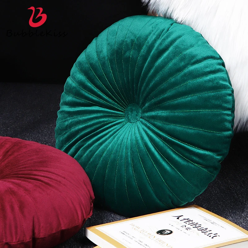 Bubble Kiss Throw Pillow for Couch Decorative 3D Pumpkin Vehicle Wheel Round Velvet Cushion Sofa Bed Chair Floor Plush Fabric