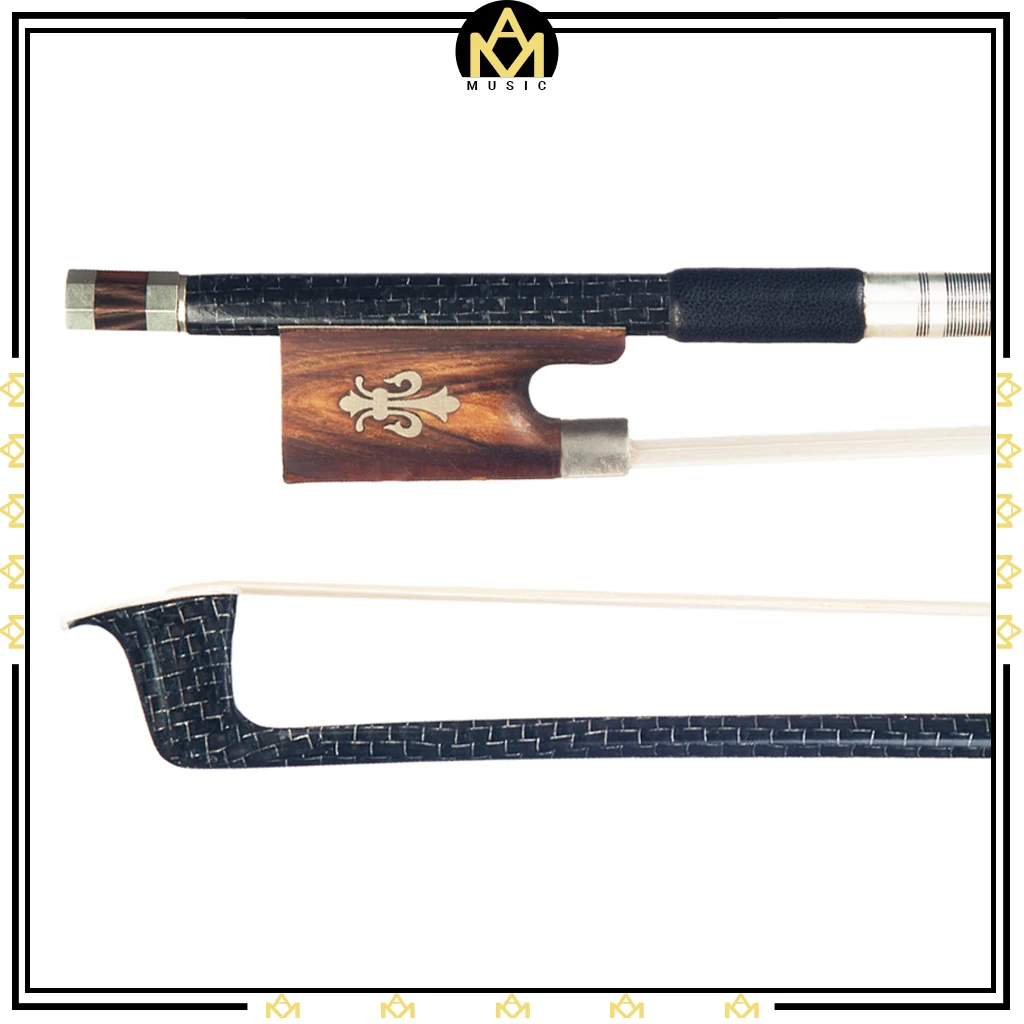 

Master Silver Silk Braided Bow Carbon Fiber 4/4 Fiddle Ox Horn Frog Natural Horsehair Well Balance