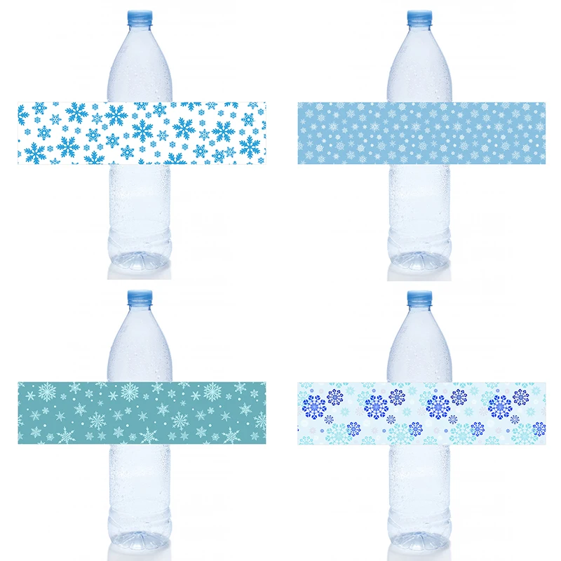 10pcs Mineral Water Bottle Label Snowflake Pattern Party Ice Prince Cool Baby Shower Birthday Party Bottle Label Stickers