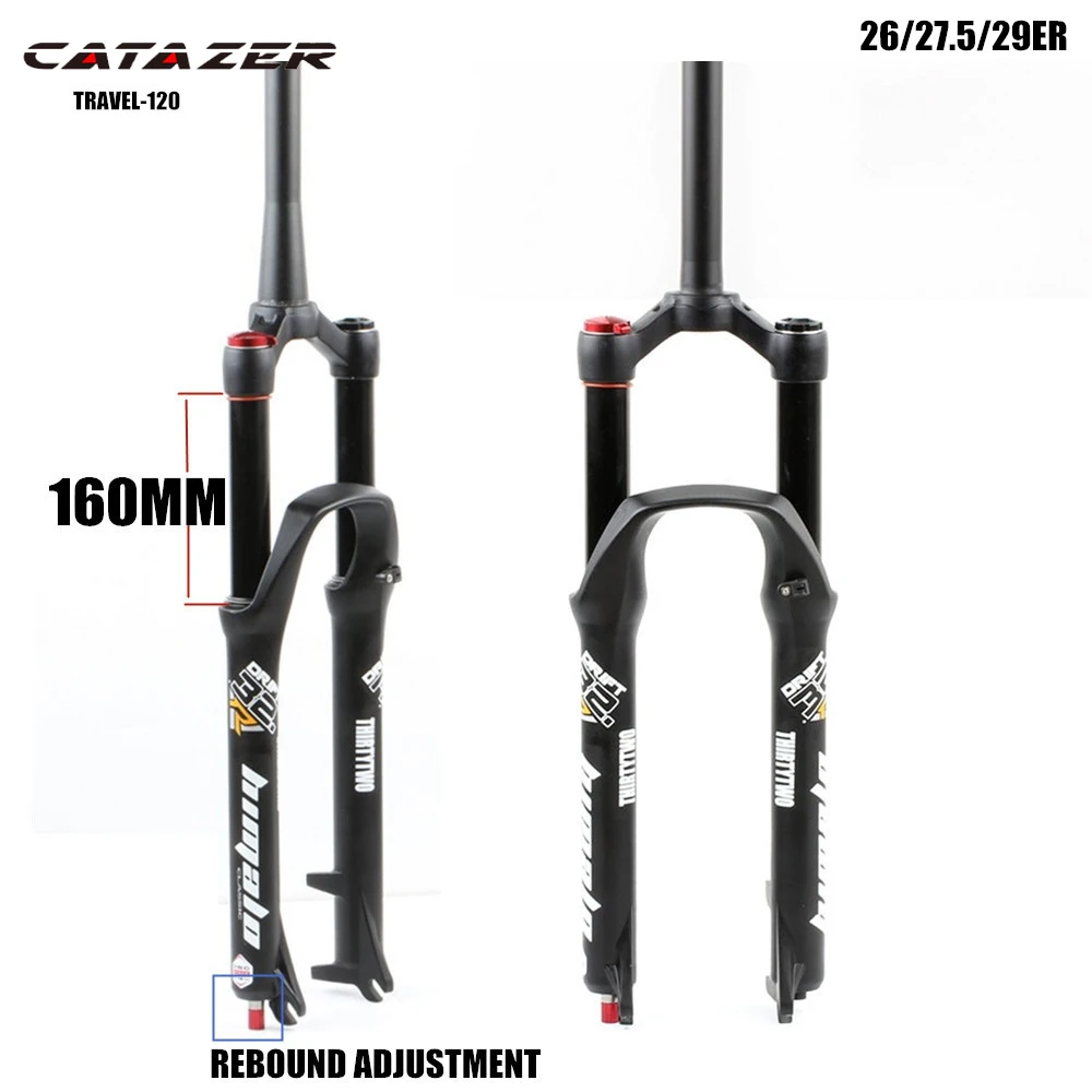 Catazer MTB Suspension Air Fork Travel 160mm 26 27.5 29er Rebound Adjustment  Quick Release QR Tapered Straight Tube