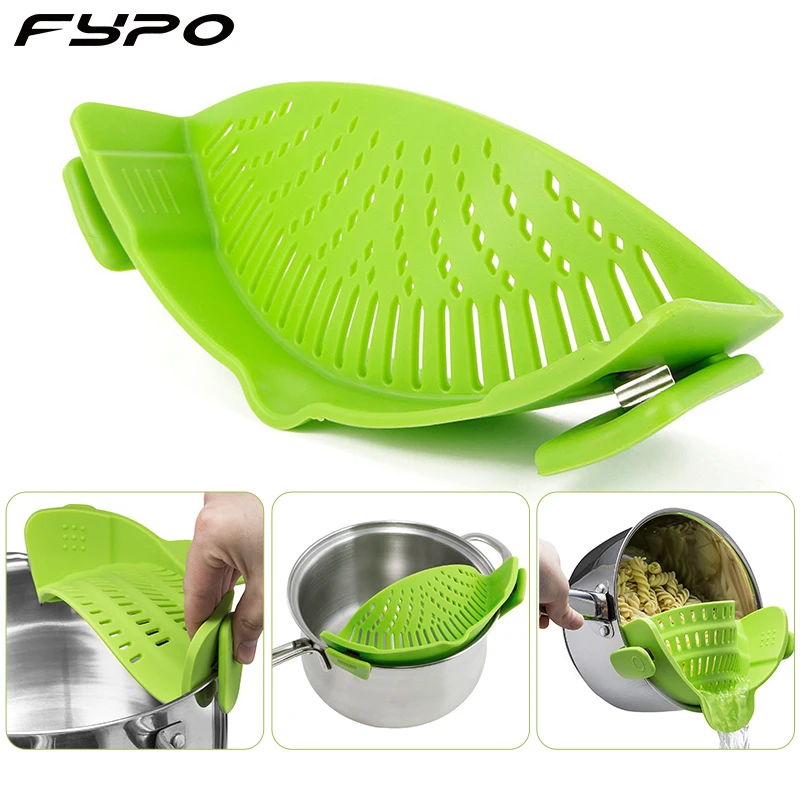 

Silicone Pot Pan Bowl Funnel Strainer Kitchen Rice Washing Colander Kitchen Accessories Cooking Tools for Spaghetti